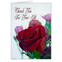 Merci pour votre chèque-cadeau avec un rose rouge cartes de vœux