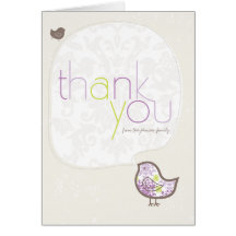 Merci pourpre de faire-part de naissance de poussi carte de vœux