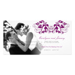 Merci pourpre de mariage de Flourish floral vintag Cartes De Vœux Avec Photo