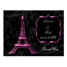Merci rose de Français de Tour Eiffel Carte Postale