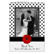 Merci rouge blanc noir de mariage de marguerite de cartes de vœux