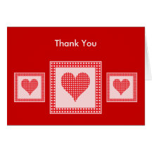 Merci rouge et blanc de coeur de point de polka cartes de vœux