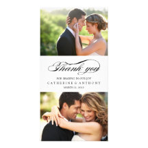 Merci simplement élégant de mariage - blanc cartes avec photo