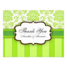 Merci vert de mariage de rayure de damassé faire-parts