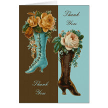 Merci victorien floral de bottes carte de vœux