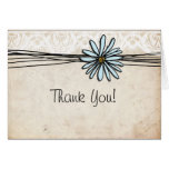Merci vintage de marguerite bleue carte de vœux