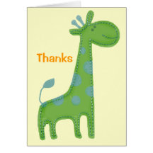 Mercis verts d'Applique de girafe Carte De Vœux