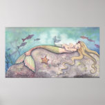 Mère de berceuse de sirène et affiche de bébé