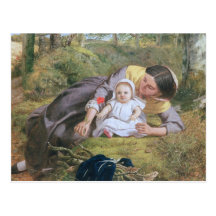 Mère et enfant avec un pavot carte postale