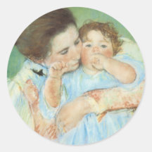 Mère et enfant par Cassatt, impressionisme vintage Autocollants