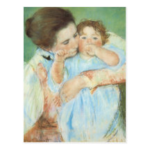 Mère et enfant par Cassatt, impressionisme vintage Cartes Postales