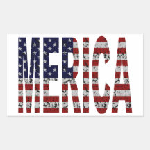'MERICA - Drapeau grunge des Etats-Unis Sticker Rectangulaire