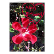 Message d'anniversaire de rose rouge carte de vœux