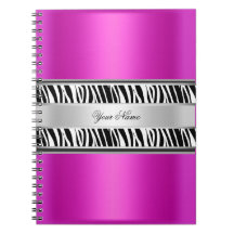 Métal de noir d'argent de zèbre de roses indien de carnet à spirale