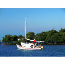 Métier de pêche et skiff, Belize Photo En Relief