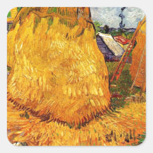 Meules de foin en Provence par Van Gogh. Autocollants Carrés