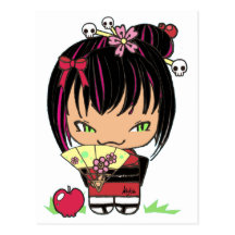 Miao effrayant mignon - poupée gothique de kokeshi cartes postales