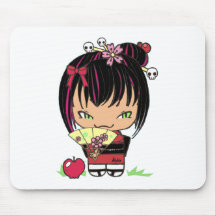 Miao effrayant mignon - poupée gothique de kokeshi tapis de souris