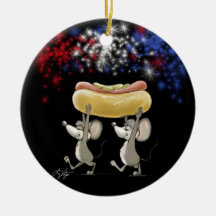 Mic And Mac's 4th Of July Night Picnic Christmas Ornaments