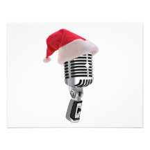 microphone de père Noël Invitations Personnalisées