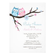 Mignon dans le baby shower de couples de hibou d'a invitations