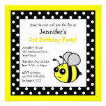 Mignon gaffez le pois noir et jaune d'anniversaire invitations personnalisées