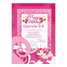 Mignon, rose, invitation de fête d'anniversaire de