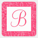 Mini autocollant décoré d'un monogramme rose de Pa
