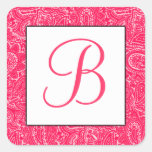 Mini autocollant décoré d'un monogramme rose de Pa