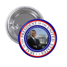 Mini bouton d'Obama - blanc et bleu rouges Pin's Avec Agrafe
