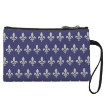 Mini embrayage de motif argenté de Fleur de lys Fl Pochettes Avec Anse