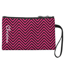 Mini sac d'embrayage rose et noir de Chevron sacs baguettes