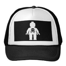 Minifig blanc avec le crâne noir casquette de camionneur