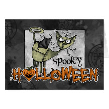 minou éffrayant de Halloween Carte De Vœux
