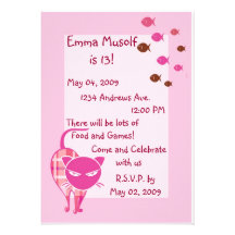 minou, rose sur le rose, partie, anniversaire, inv invitations