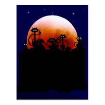 Minous de Halloween et carte postale de lune de Ha