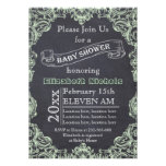 Mint green vintage frame & chalkboard baby shower invitations