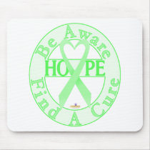 MintGreenHeartRibbonBeAwareFindCureLight tapis de souris