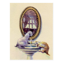 MIROIR de CHATON par SHARON SHARPE Carte Postale