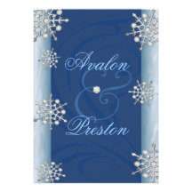Miroiter le mariage bleu d'hiver de flocon de neig faire-parts
