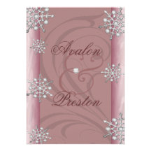 Miroiter le mariage rose d'hiver de flocon de neig faire-parts