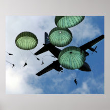 Mission de masse de saut, parachutes, l'armée amér affiche