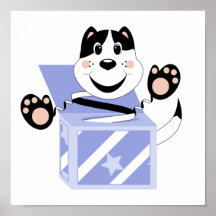 Mitaines de chat de Skrunchkin dans la boîte bleue Affiche