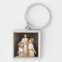 Mme Daniels avec deux enfants Porte-clés