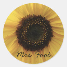 Mme Foot Sunflower Sticker - customisé Autocollant Rond