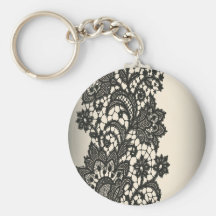 Mode beige de Paris de dentelle noire vintage Porte-clef