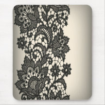 Mode beige de Paris de dentelle noire vintage Tapis De Souris