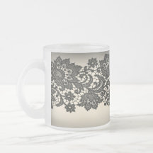Mode beige de Paris de dentelle noire vintage Tasse À Café