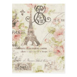 Mode florale girly vintage élégante de Paris Cartes Postales
