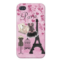 Mode rose Girly chic de Paris iPhone 4 Case